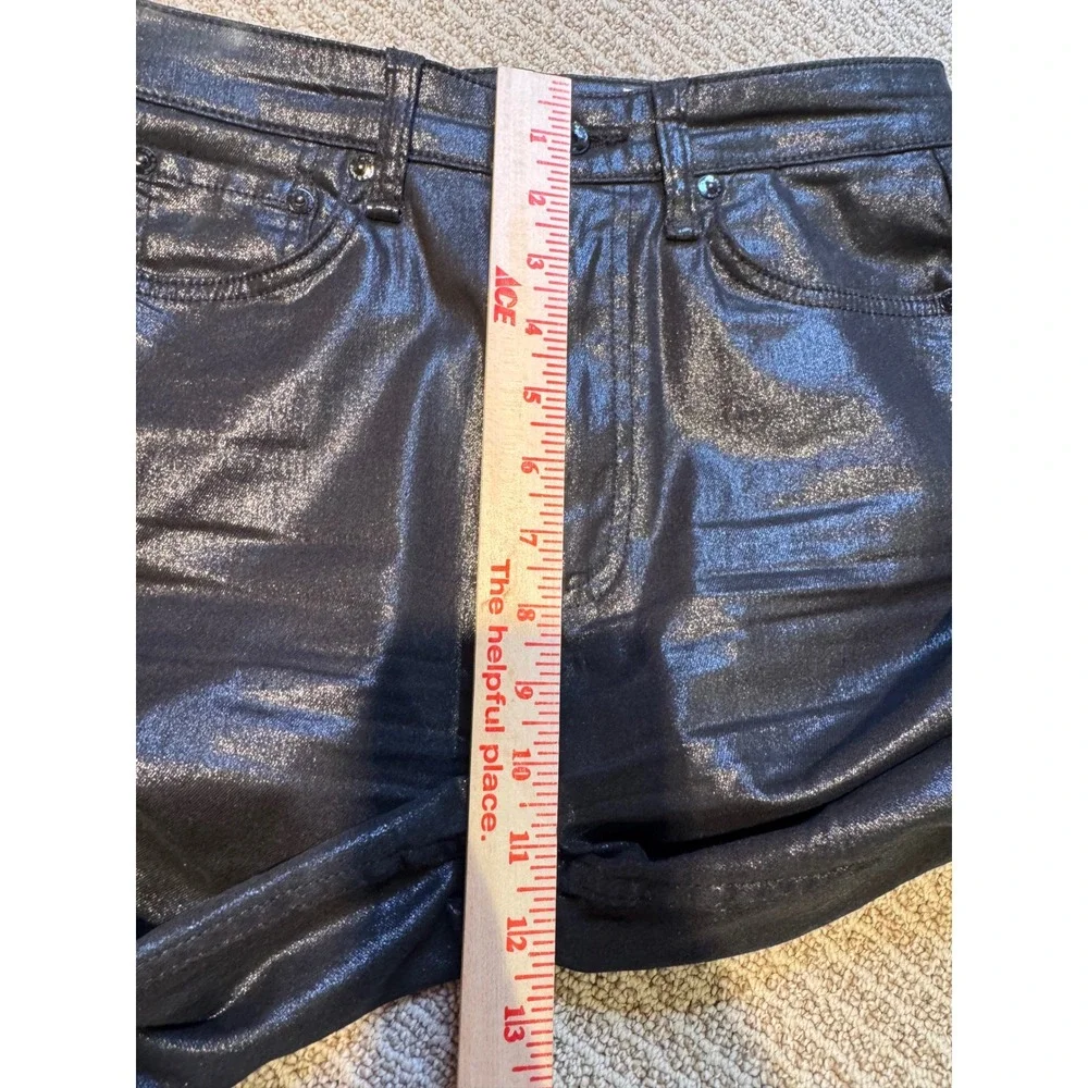 Rag & Bone Casey High Rise Coated Black Flare Jeans Leather Look Size‎ 25